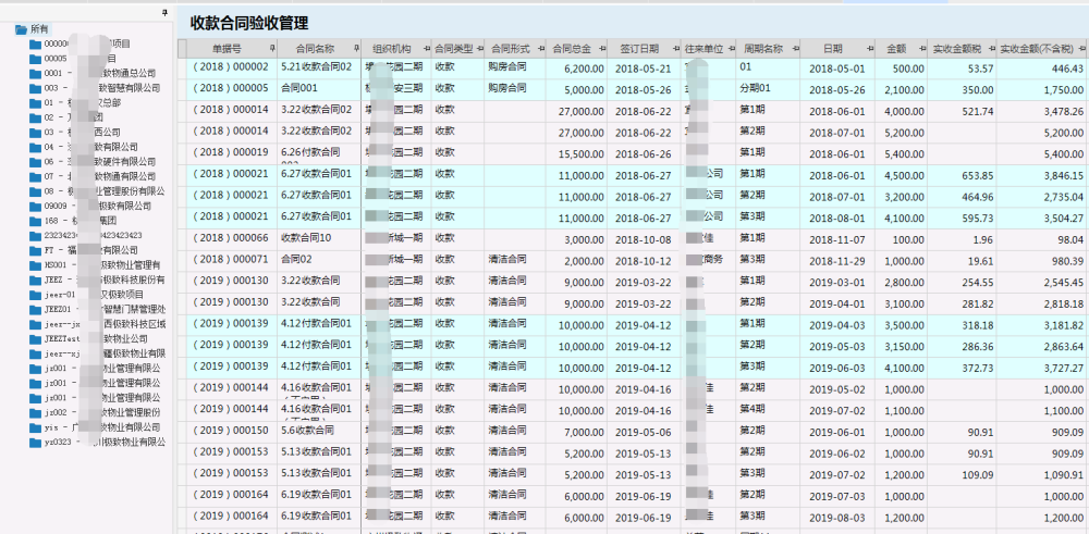 物业管理系统收款和同验收管理总部数据