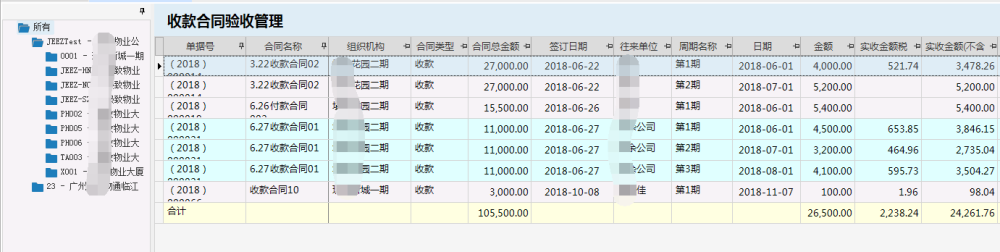 物业管理系统收款和同验收管理子公司数据