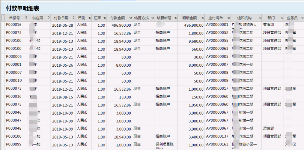 物业管理系统付款情况明细汇总