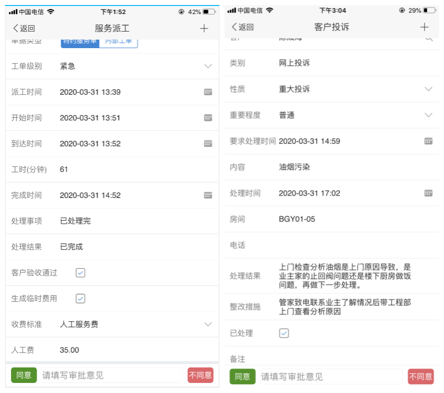 物业品质管理系统填写工单完成情况